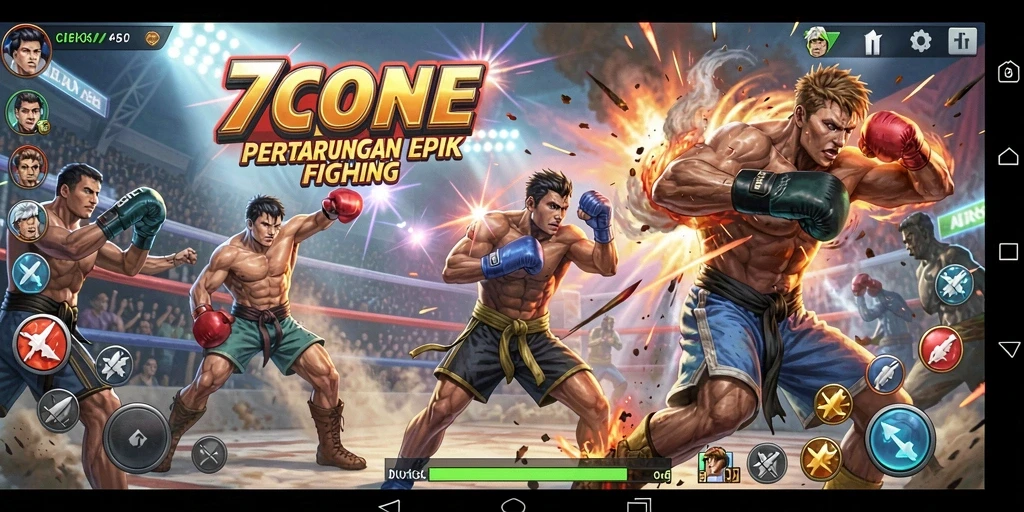 Tampilan aksi seru dalam gameplay Fighting 7CONE.
