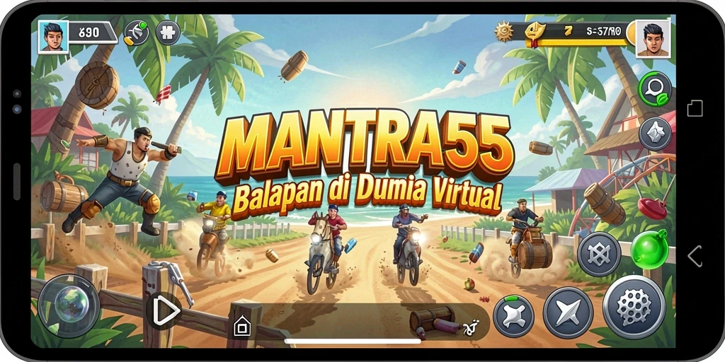 Tampilan menarik dari gameplay balapan di MANTRA55.
