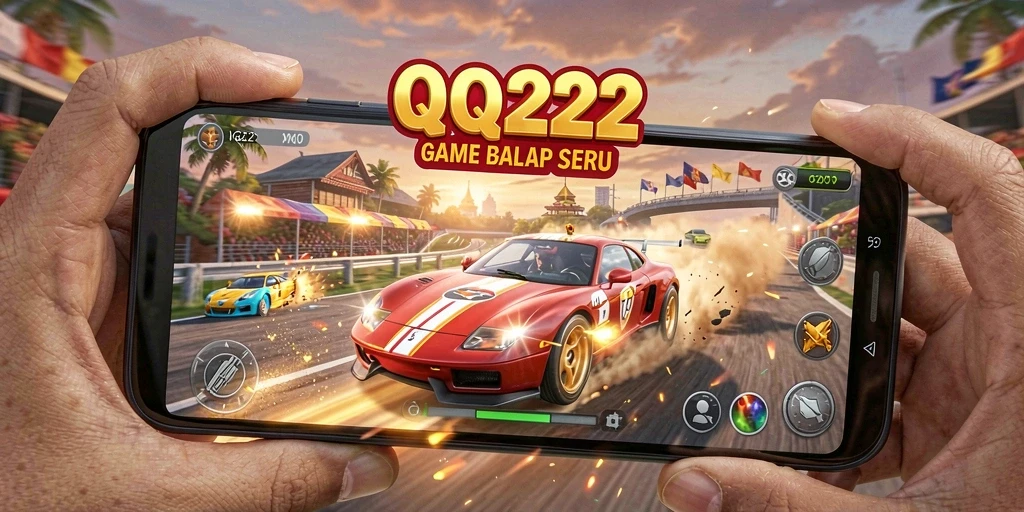 Screenshot QQ222 menampilkan aksi balap seru di lintasan menantang.