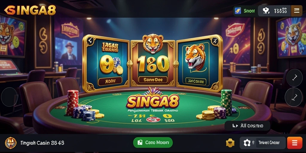 Tampilan gameplay SINGA8 dengan dealer langsung dalam Live Casino.