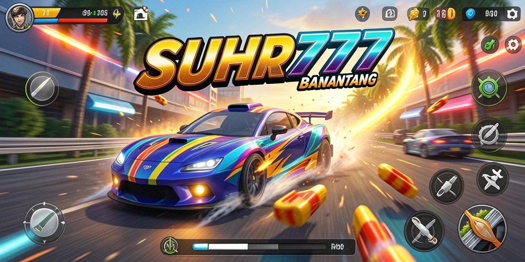 Tampilan gameplay balapan seru di SUHU777 dengan mobil kencang.
