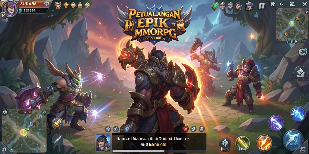 Tangkapan layar gameplay SUKA86 yang menunjukkan aksi pertempuran seru di dunia MMORPG.