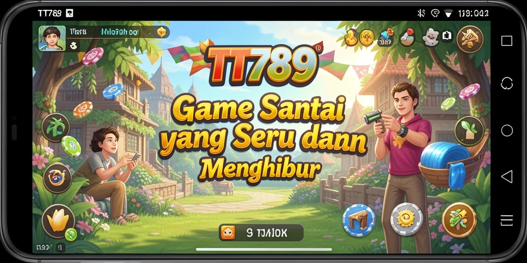 Screenshot utama TT789 menampilkan gameplay seru dengan karakter lucu dan level penuh warna.