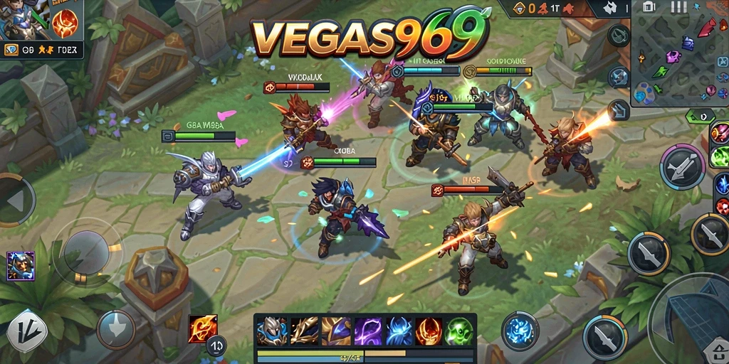Tampilan gameplay seru dari VEGAS969 dalam pertarungan tim.