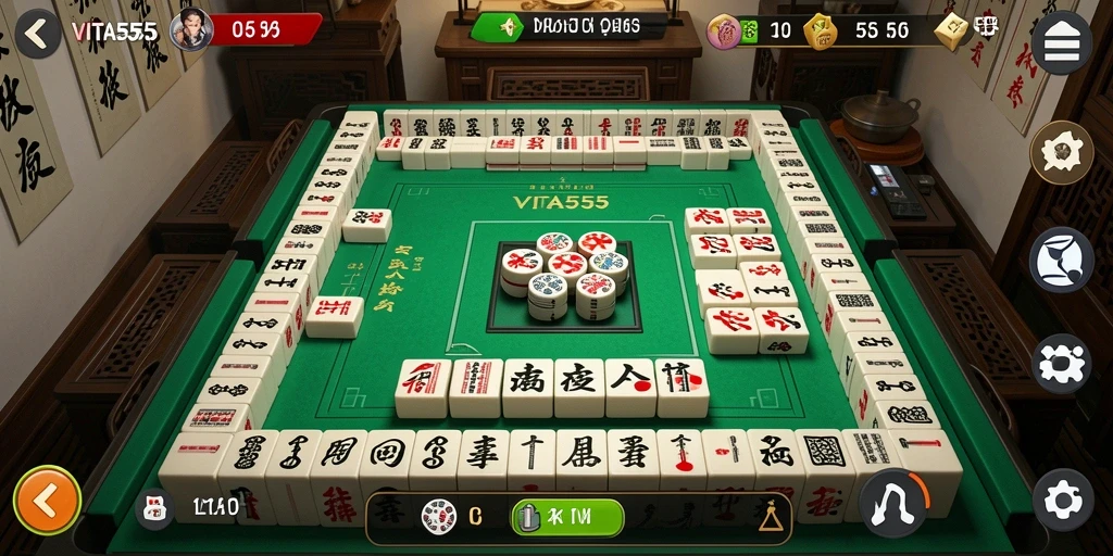 Screenshot utama VITA555 menampilkan gameplay Mahjong yang mengasyikkan.